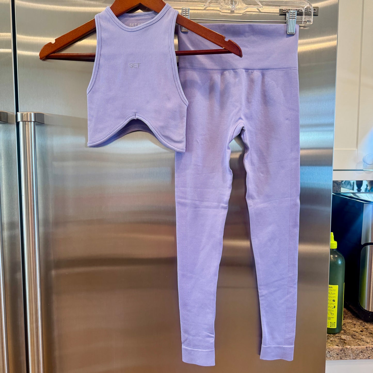 SET Active Matching Set in Lilac Purple - Sculptflex Power Angle Bra and Power Leggings in Lily