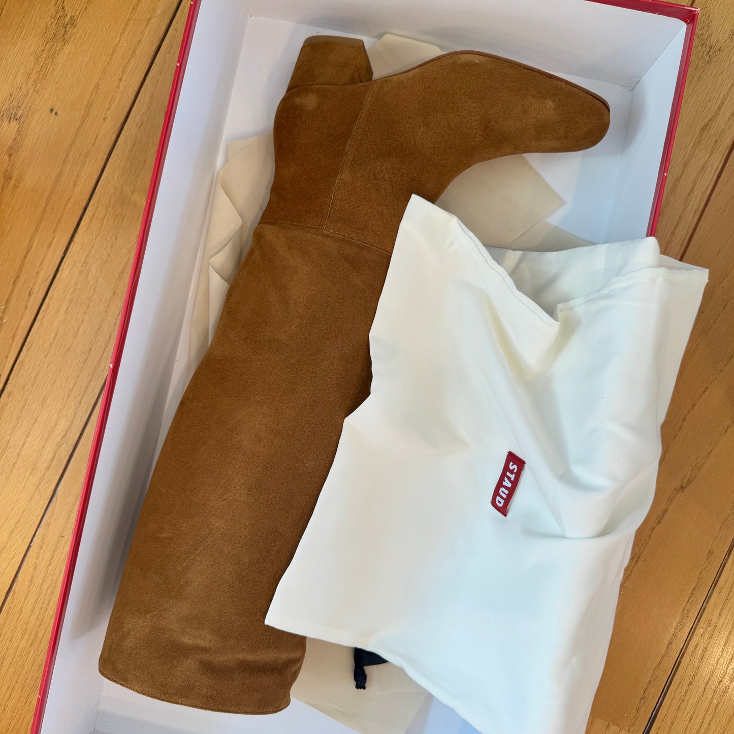 Staud Nancy Boot Leather Tall Knee High in Tan Brown