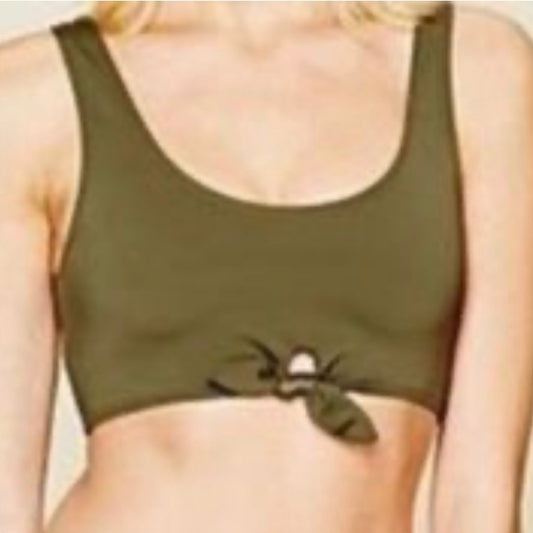Lolli X Free People Collab Swim Top Olive Army Green Tie Front Bikini Like New Pre-Owned