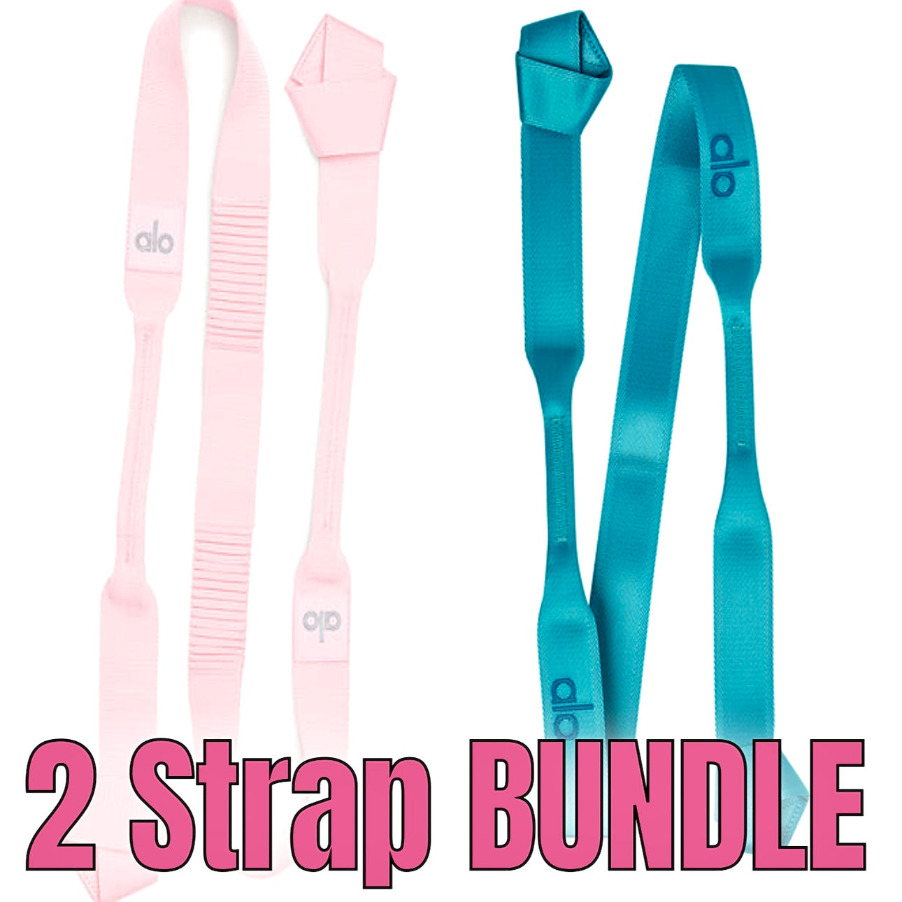 Alo Straps , Pink / Teal Yoga Strap BUNDLE (2) Both are Brand New !