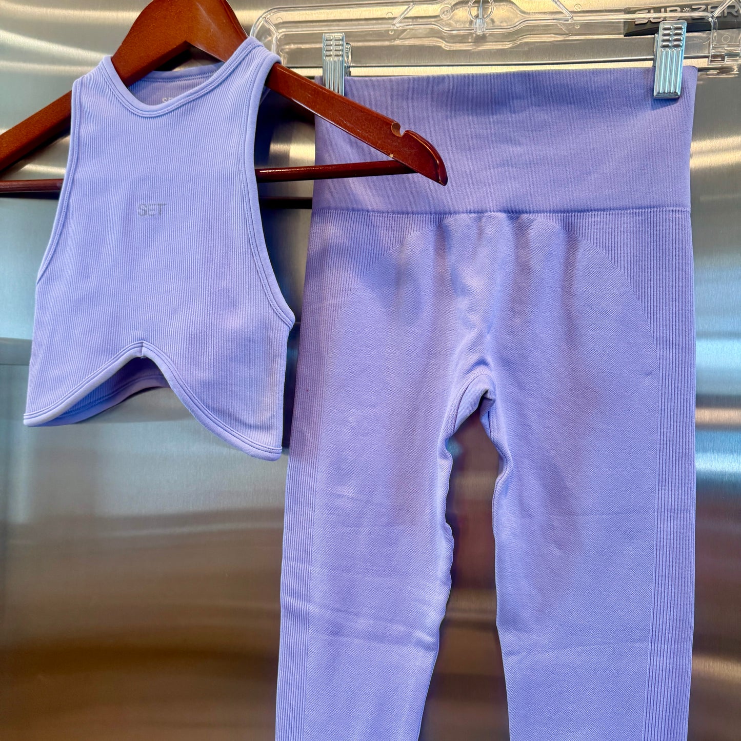 SET Active Matching Set in Lilac Purple - Sculptflex Power Angle Bra and Power Leggings in Lily