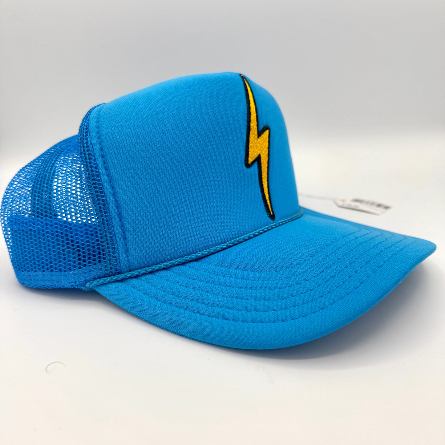 Aviator Nation Trucker Bolt Hat Neon Blue embroidered lightning patch cap