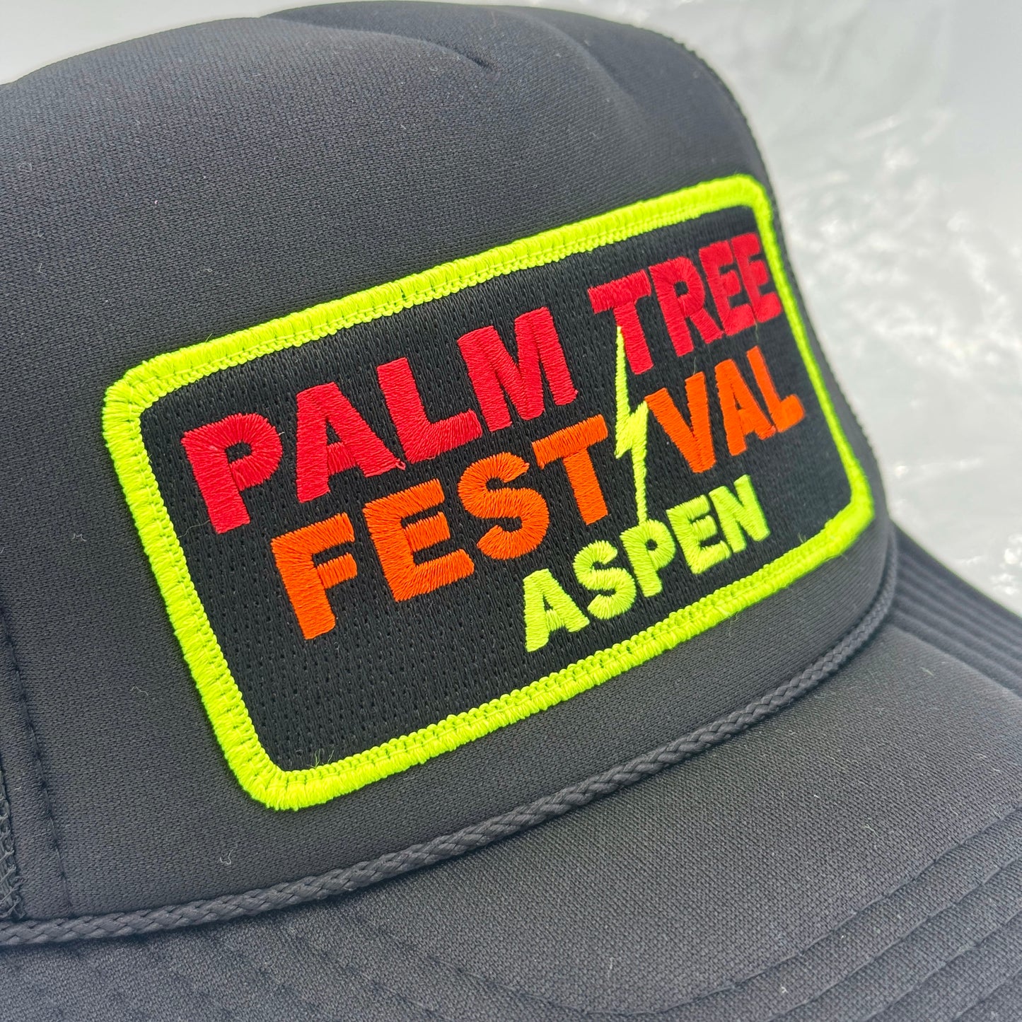 Aviator Nation Palm Tree Festival Aspen Trucker Hat in Black