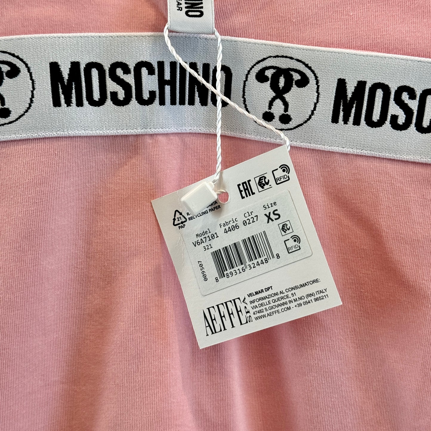 Moschino Pink Mini Slip Dress Logo Appliqués Underwear Brand New