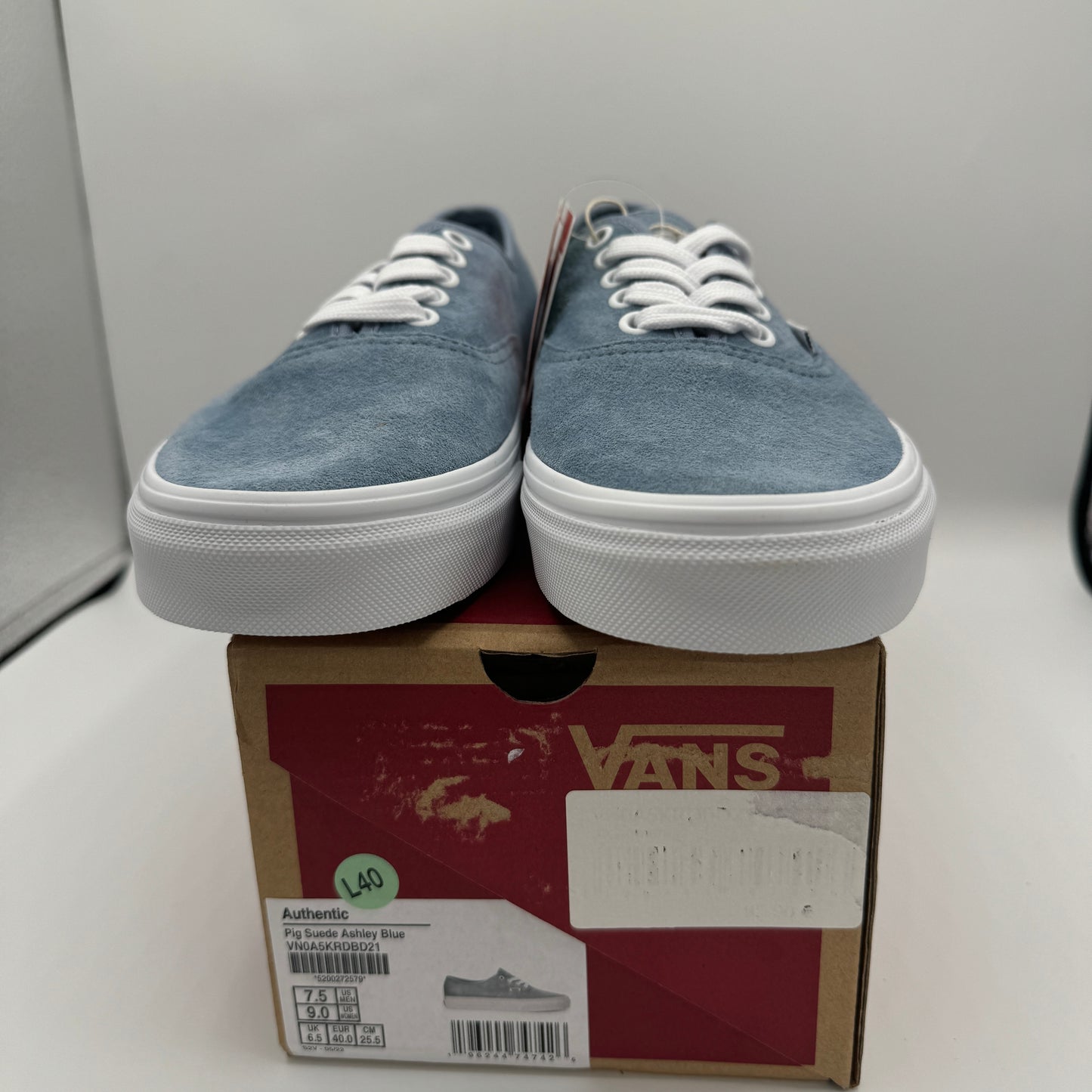 Vans Authentic Low Top Sneakers in Blue Ashley Pig Suede Leather