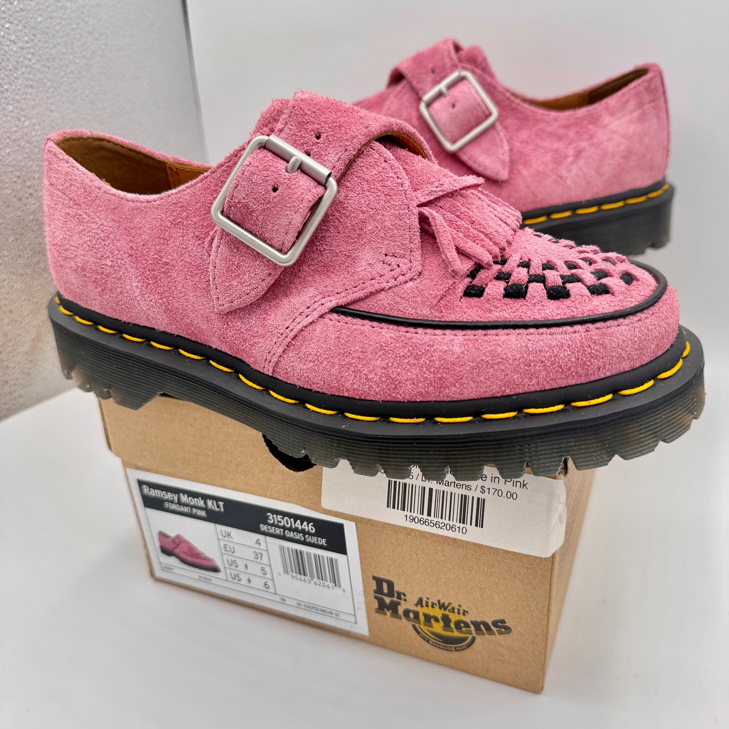 Dr. Marten Ramsey Monk KLT Creeper in Fondant Pink Suede Leather UNISEX