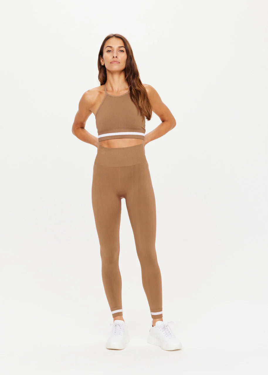 The Upside Form Seamless SET- 25 In Midi Pant and Angie Bra in Brown