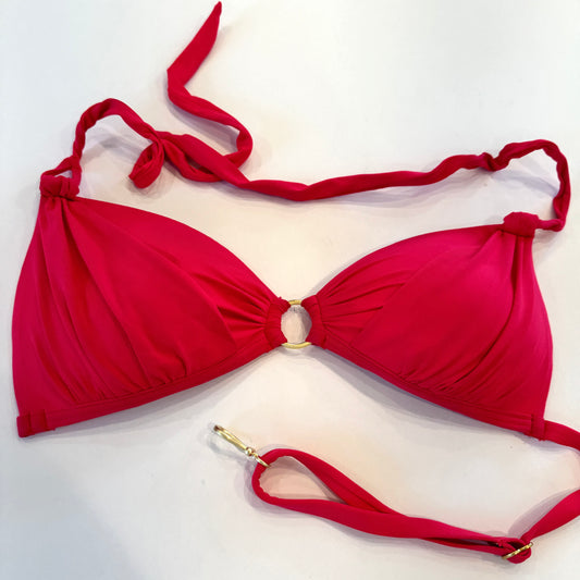 B.Swim Push-up Swim Bikini Top bathing suit halter red swimsuit adjustable USED