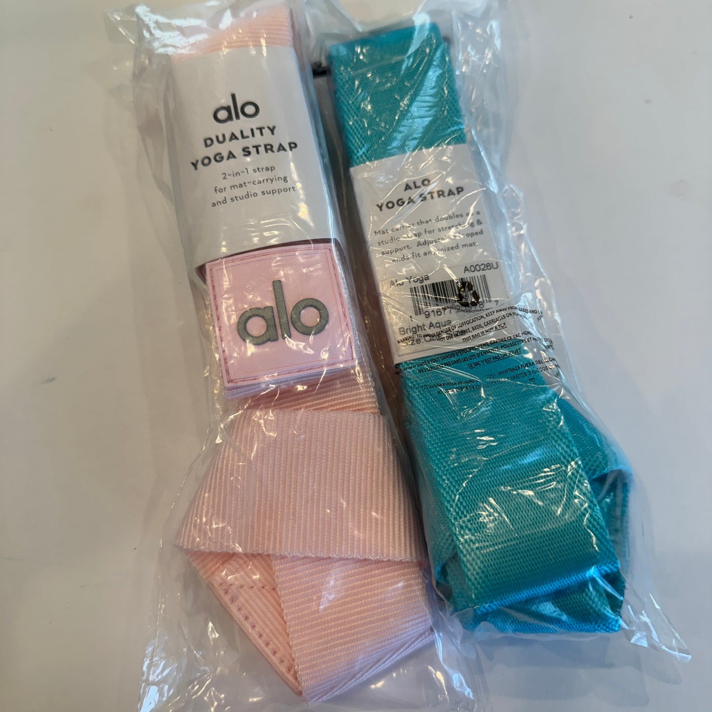 Alo Straps , Pink / Teal Yoga Strap BUNDLE (2) Both are Brand New !