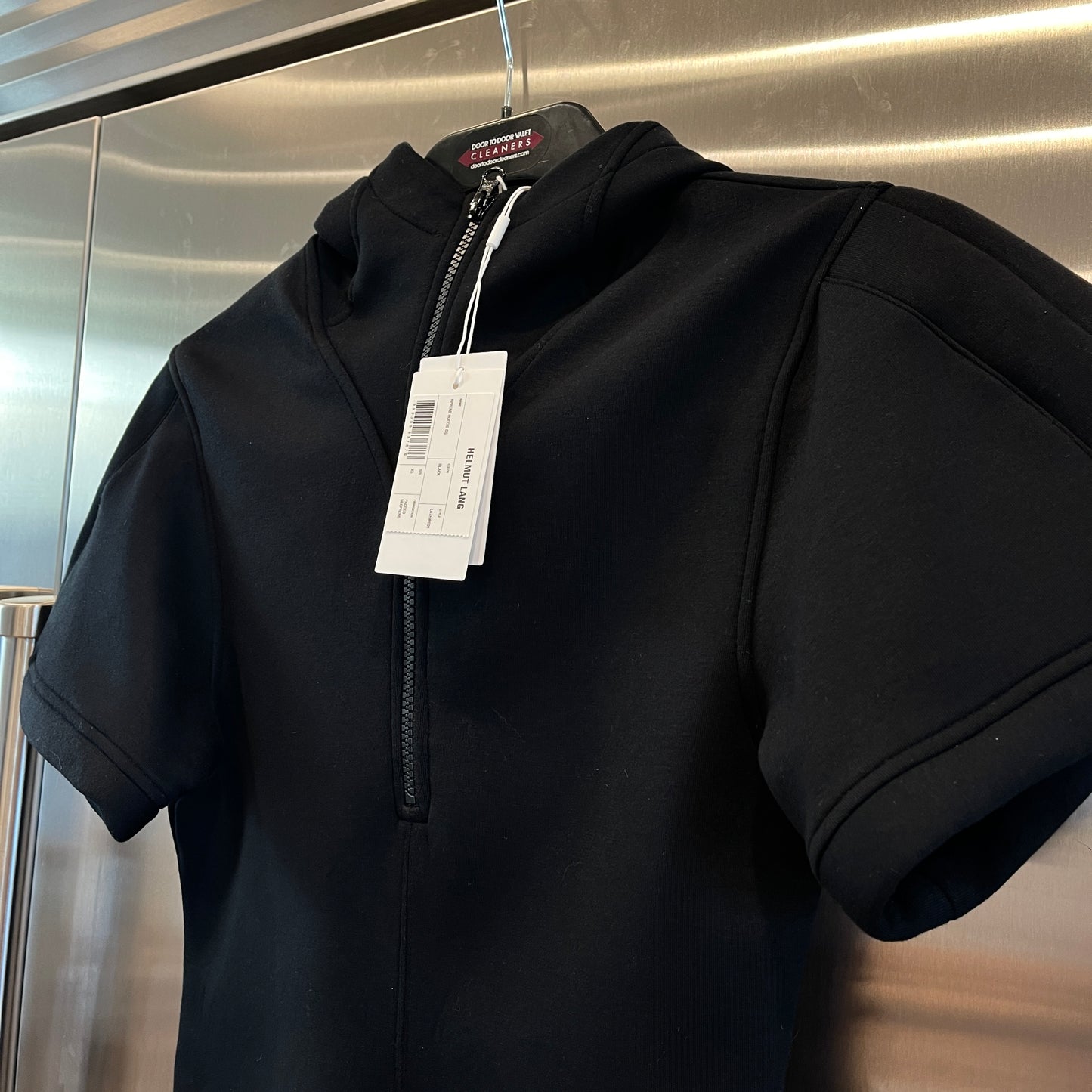 Helmut Lang Neoprene Hooded Mini Dress Black Hooded Zip up with pockets