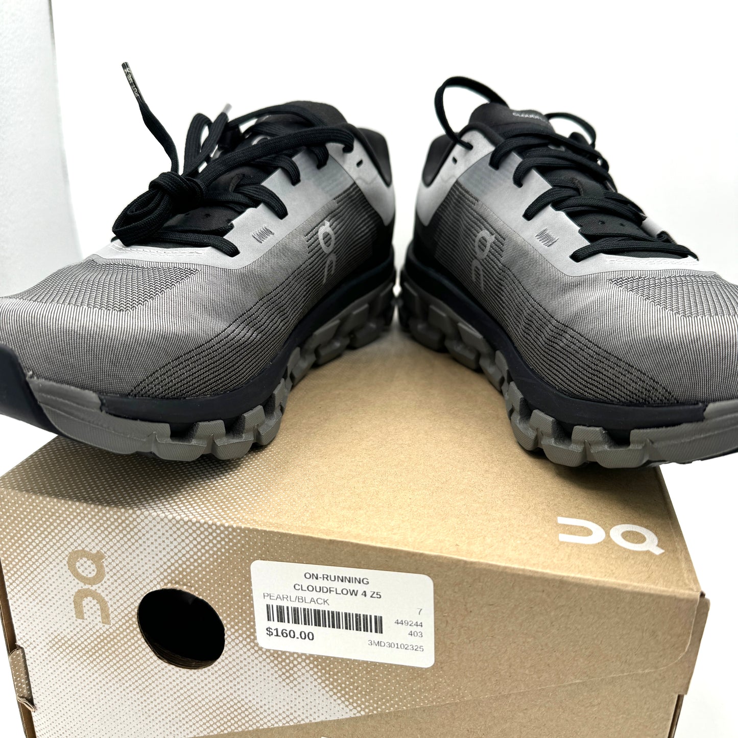 On Cloudflow 4 Z5 Running Shoes Athletic Black / White / Pearl — Men’s