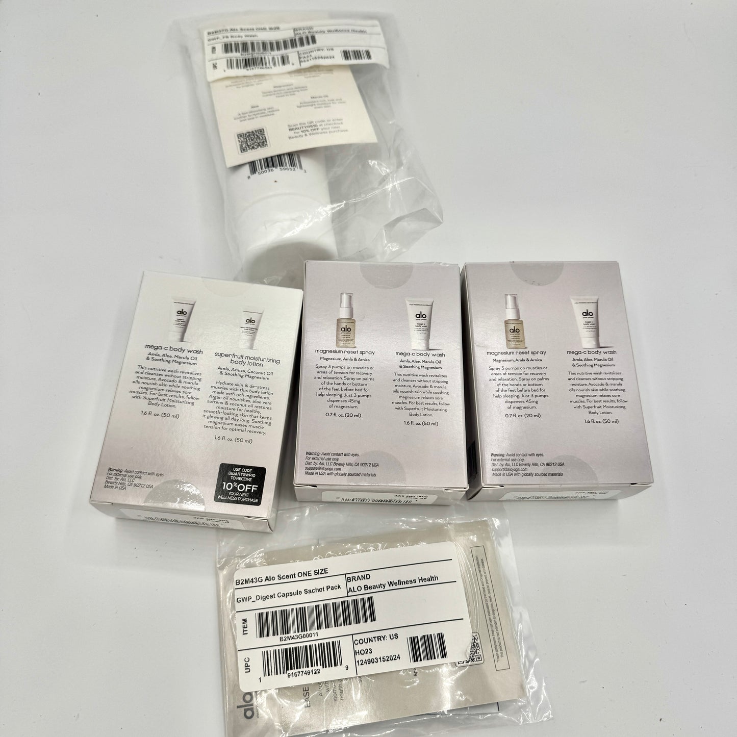 Alo Wellness BUNDLE Mega C Body Wash, Magnesium Sprays, and more