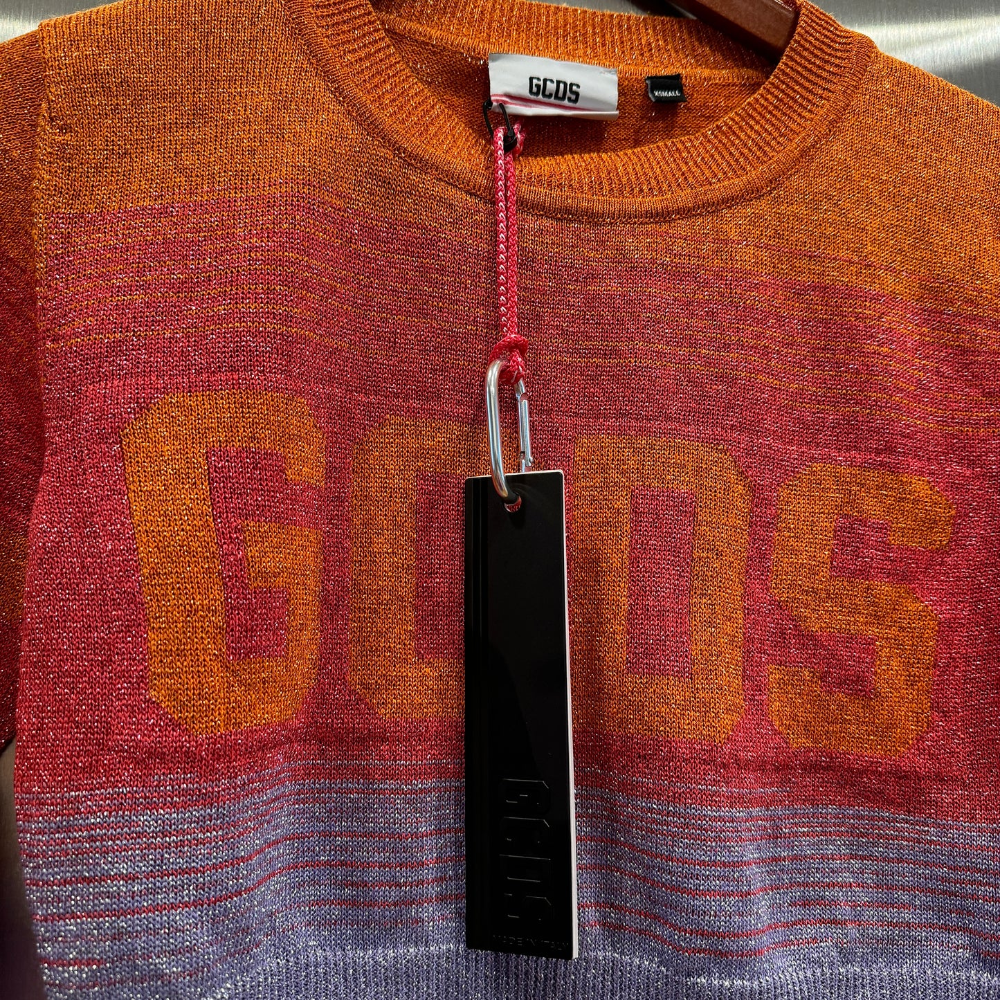 GCDS Lurex Degrade Ombre Cropped Multicolor Sweater