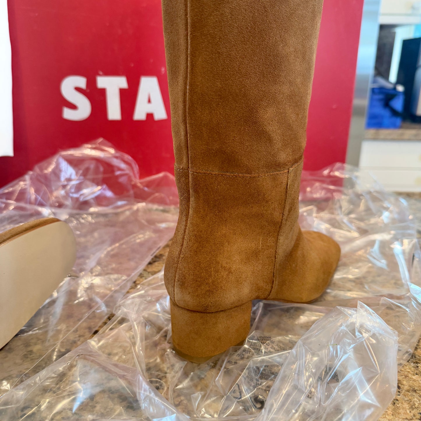 Staud Nancy Boot Leather Tall Knee High in Tan Brown