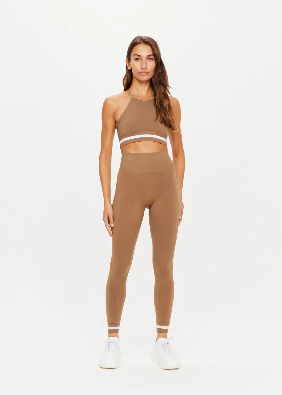The Upside Form Seamless SET- 25 In Midi Pant and Angie Bra in Brown