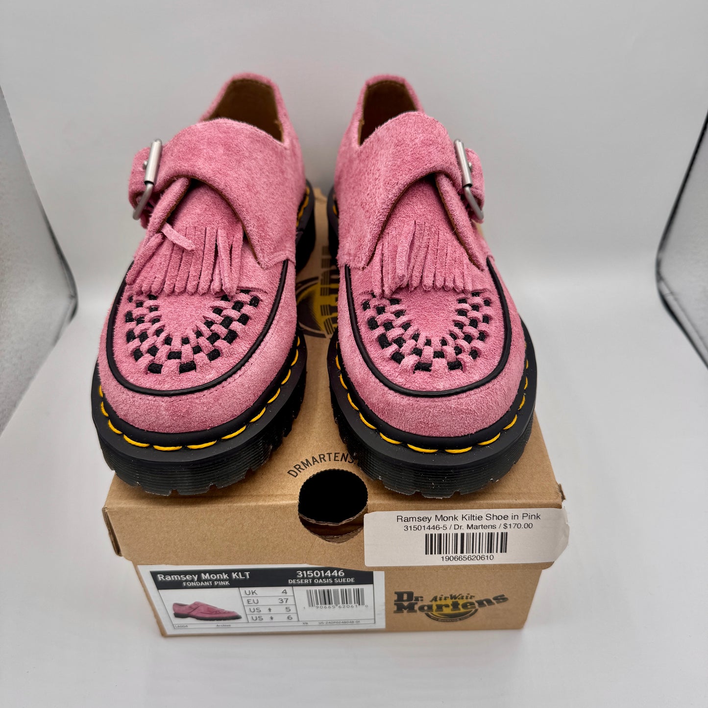 Dr. Marten Ramsey Monk KLT Creeper in Fondant Pink Suede Leather UNISEX