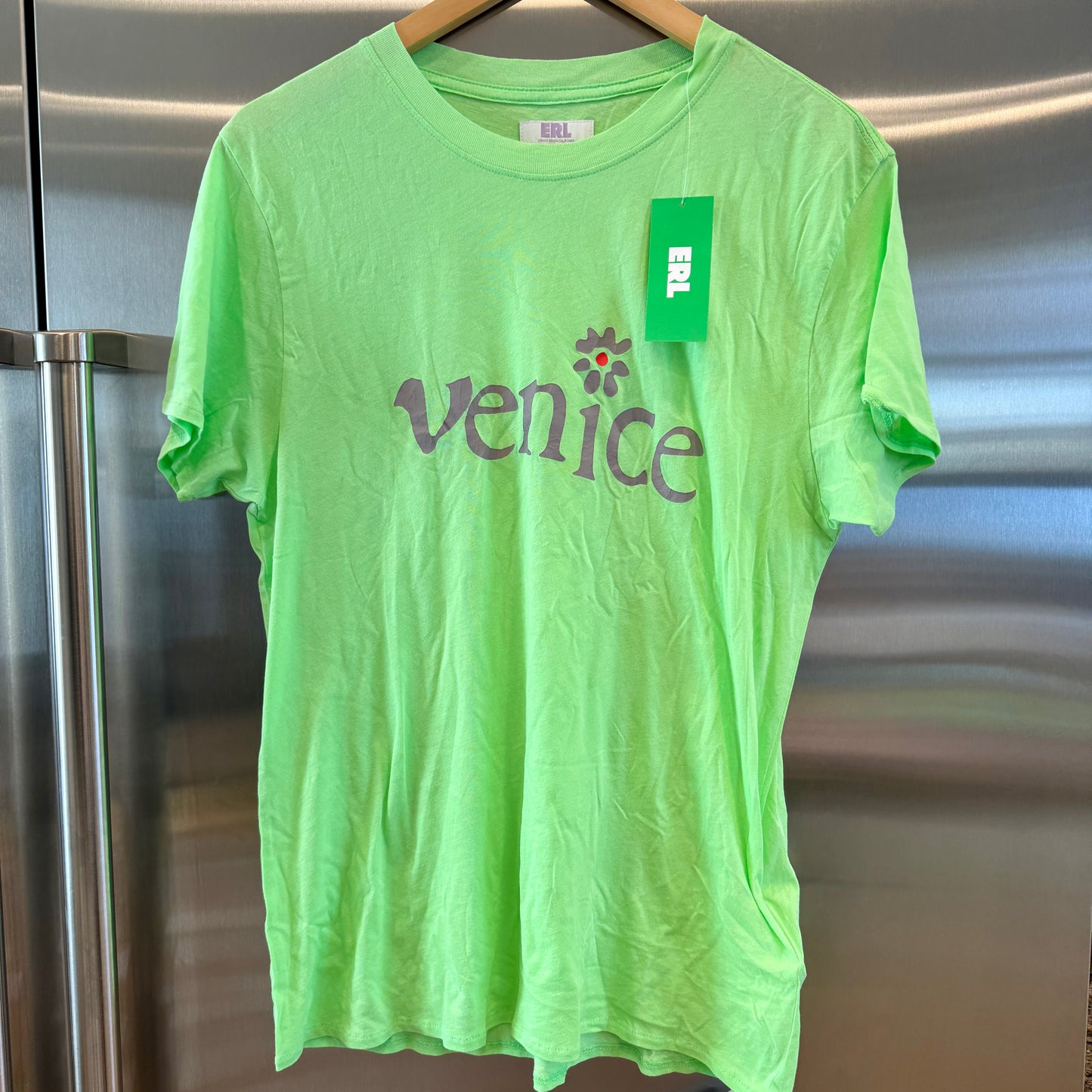Erl Venice Green Tee Shirt Be Nice Print Unisex Signature Design Brand New