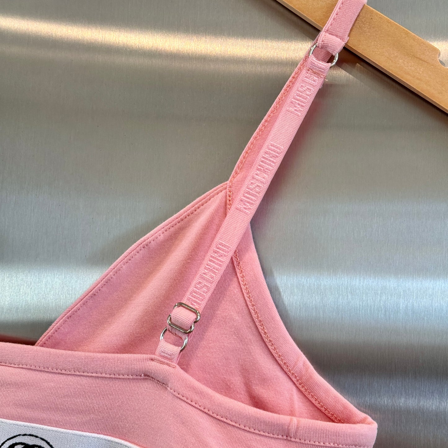 Moschino Pink Mini Slip Dress Logo Appliqués Underwear Brand New