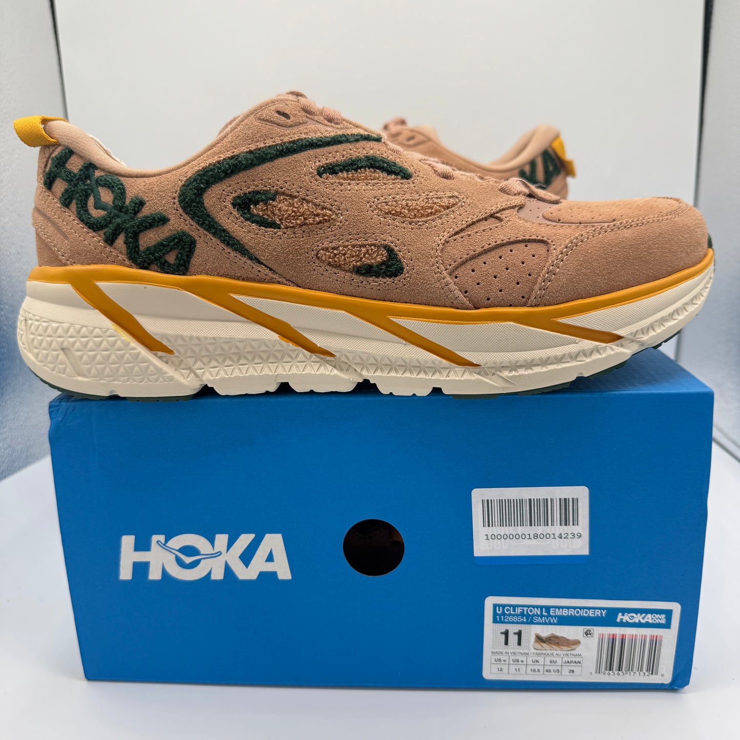 Hoka Clifton L Embroidery UNISEX Shoes Leather brown Mountain View