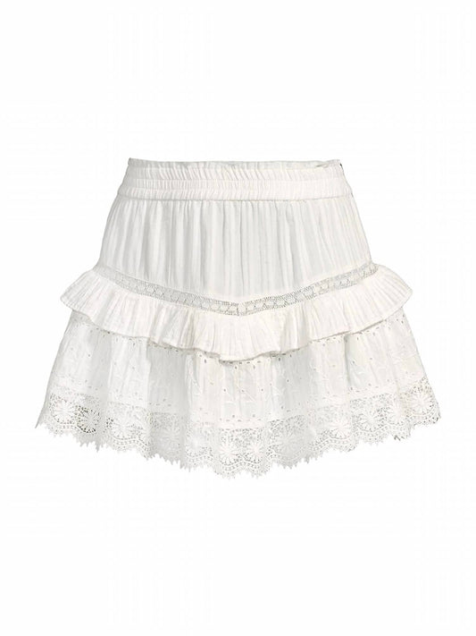 LoveShackFancyTanisha mini skirt eyelet lace true white floral ruffle