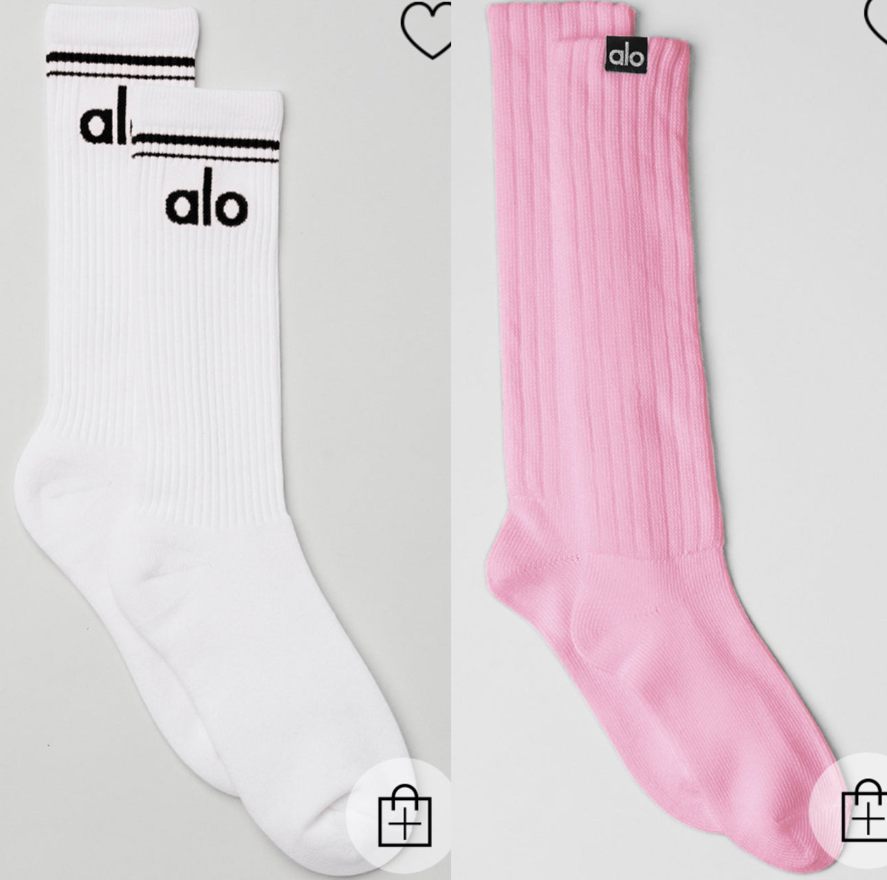 Alo Yoga Bundle Unisex Throwback Sock Black / White and Sweet Pink Scrunch Sock
