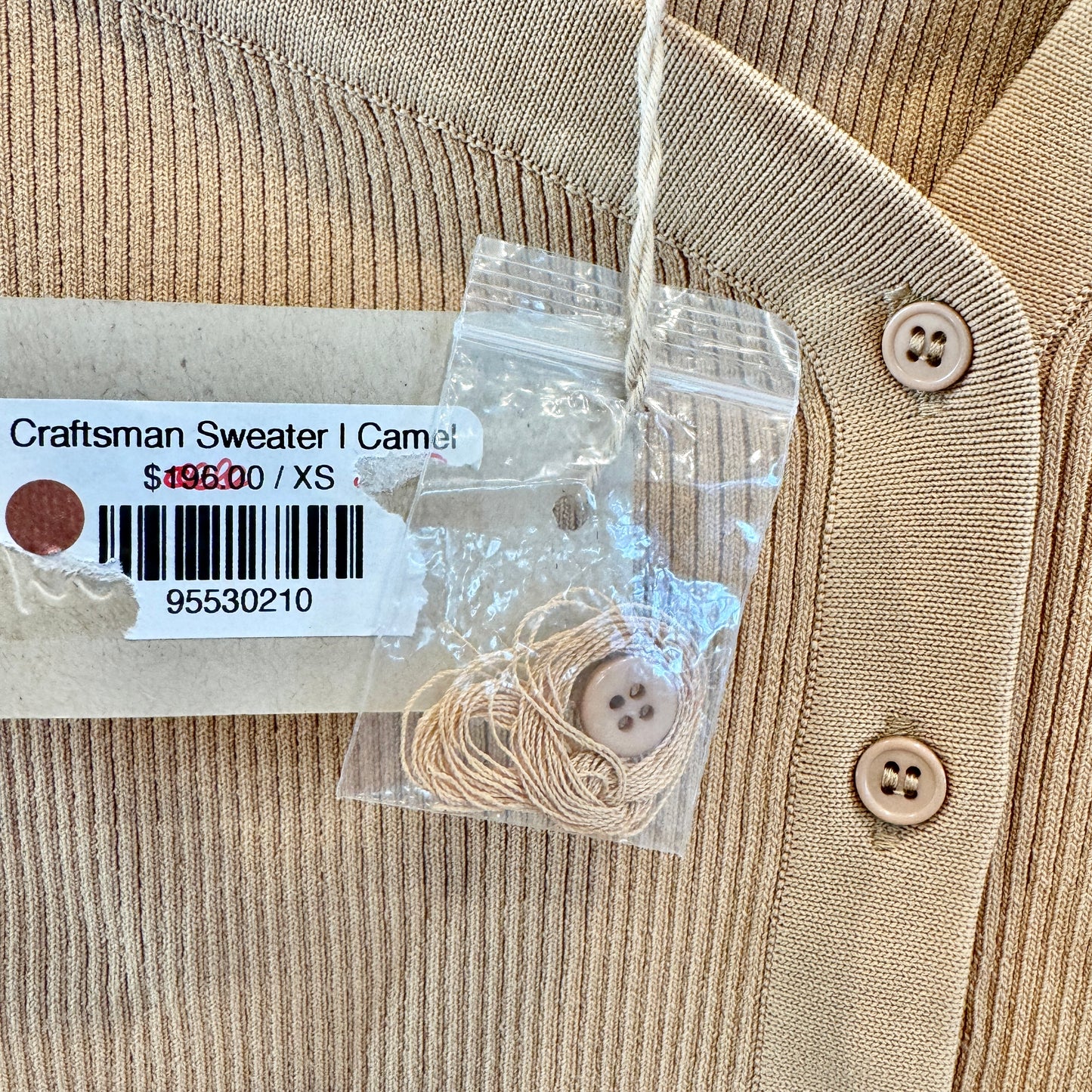 Staud Craftsman Sweater Camel Tan Beige Off Shoulder