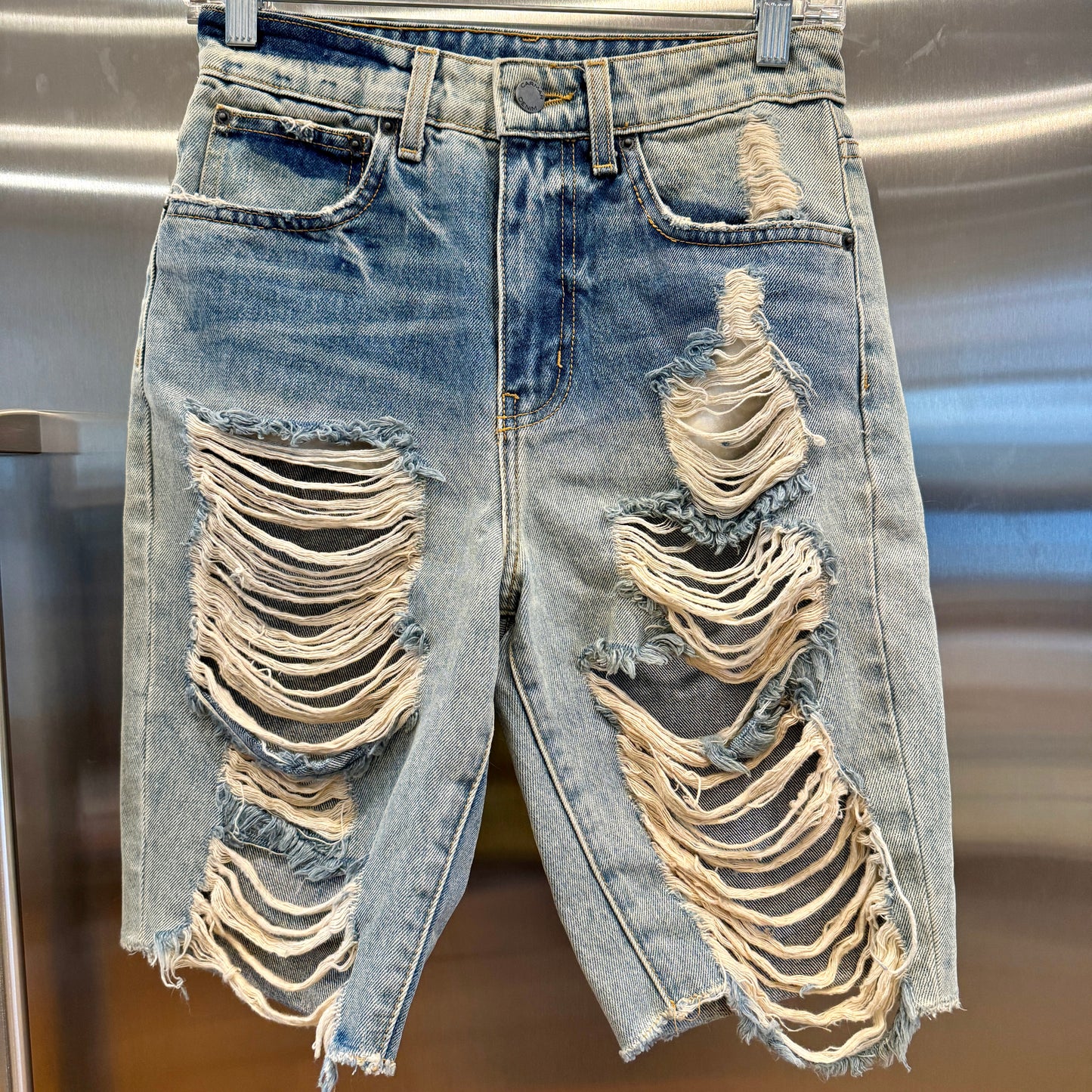 Carmar LF Denim Shorts Jorts Distressed Mid-length Jean short Pre-Owned Like NEW