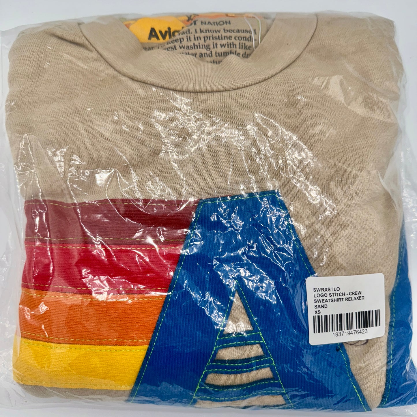 Aviator Nation Beige Crewneck Sweatshirt Embroidered Stitched Logo