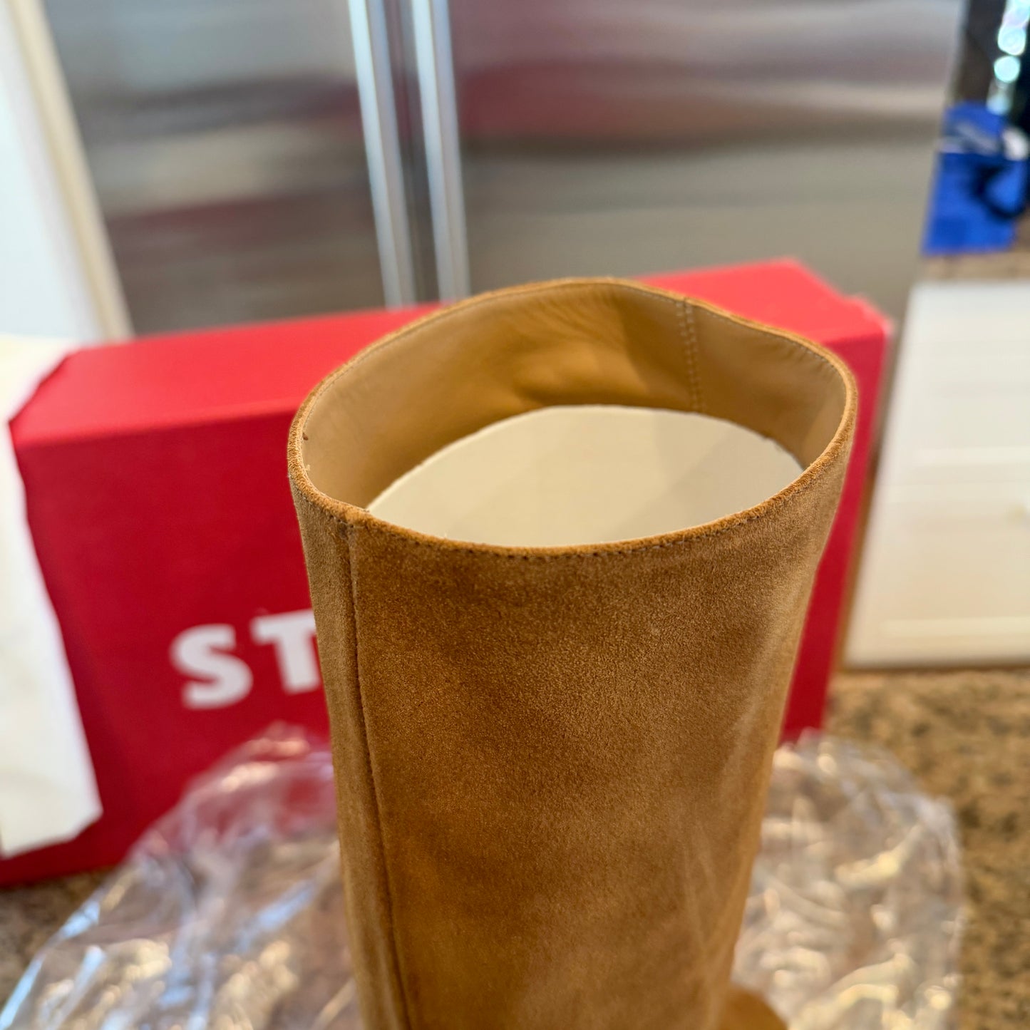 Staud Nancy Boot Leather Tall Knee High in Tan Brown
