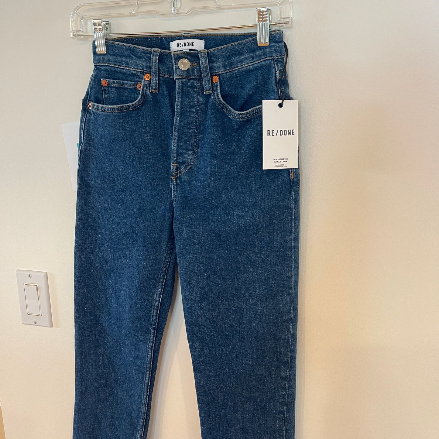 Redone 90s High Rise Ankle Crop in Western ( dark wash ) Rinse Re/Done Denim