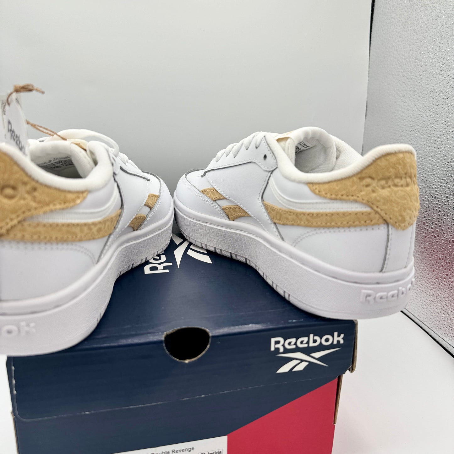 Reebok Women's Club C Double Platform Revenge Sneakers White / Tan Shoes
