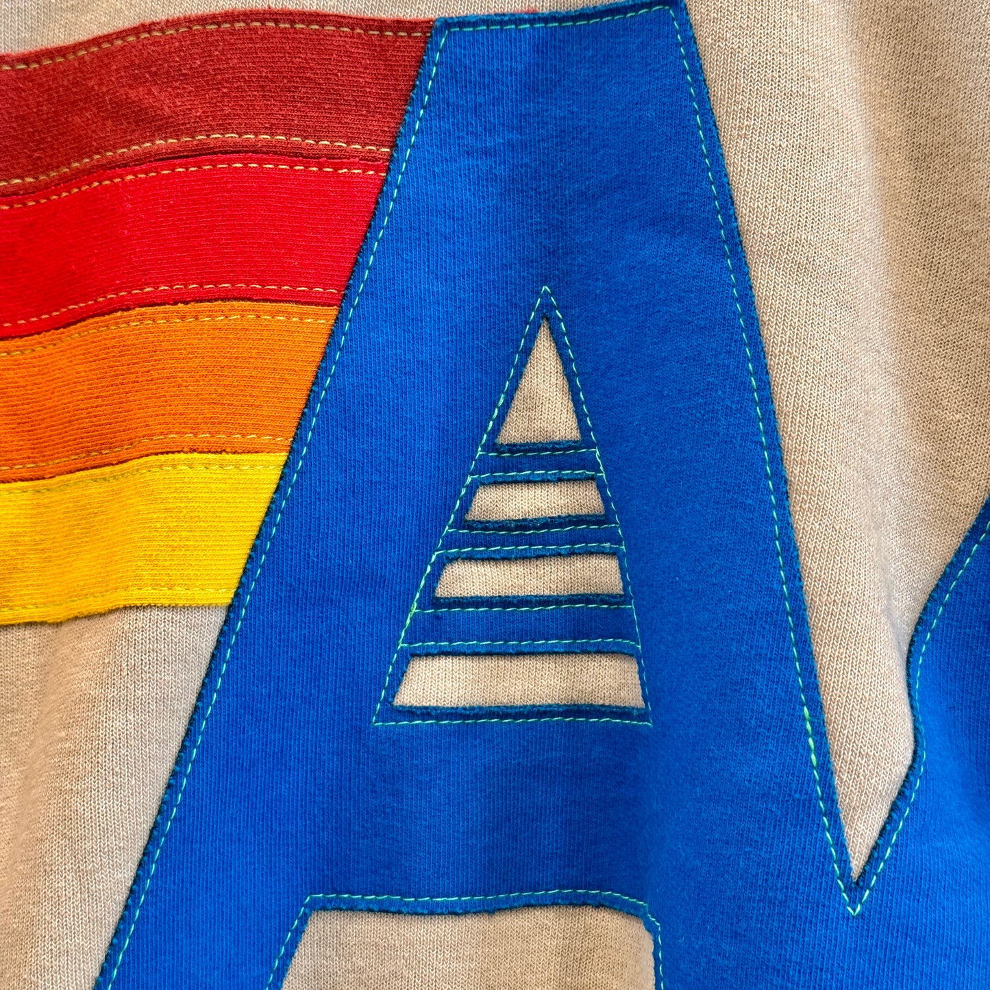 Aviator Nation Beige Crewneck Sweatshirt Embroidered Stitched Logo
