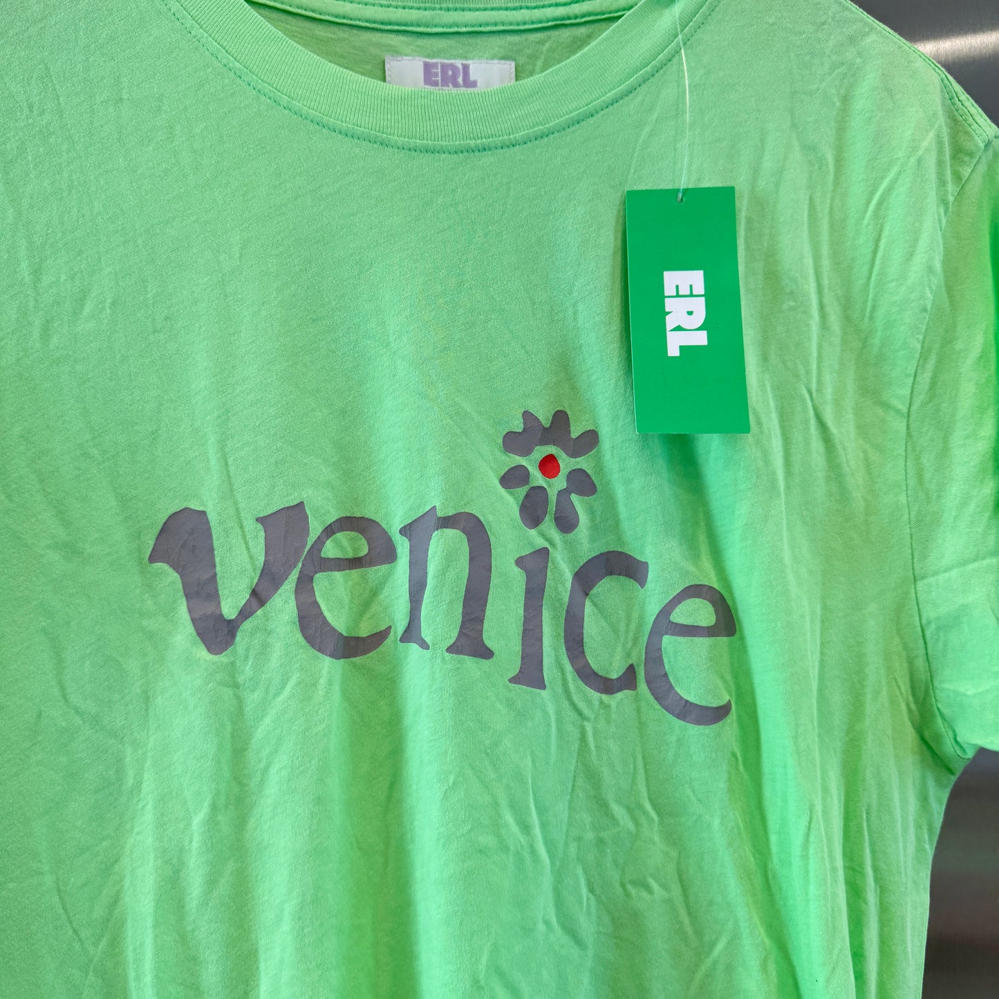 Erl Venice Green Tee Shirt Be Nice Print Unisex Signature Design Brand New