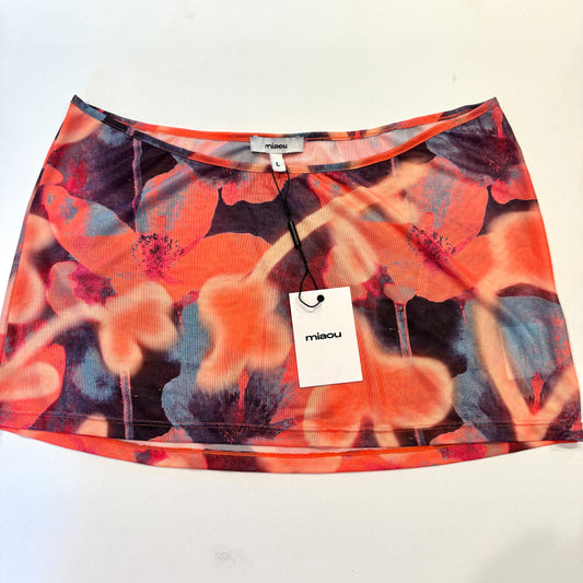 Miaou Elektra Skirt Mini Micro in Neon Peach Floral