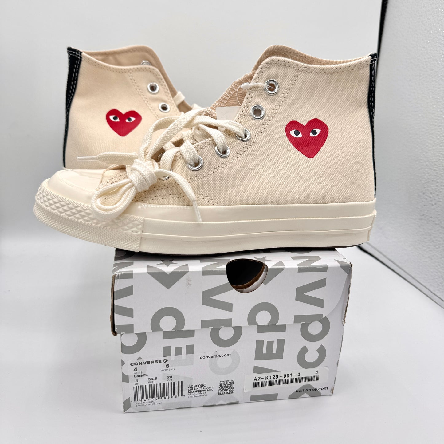 Commes Des Garçons CDG Play Converse High Top Chuck 70 Heart Sneaker