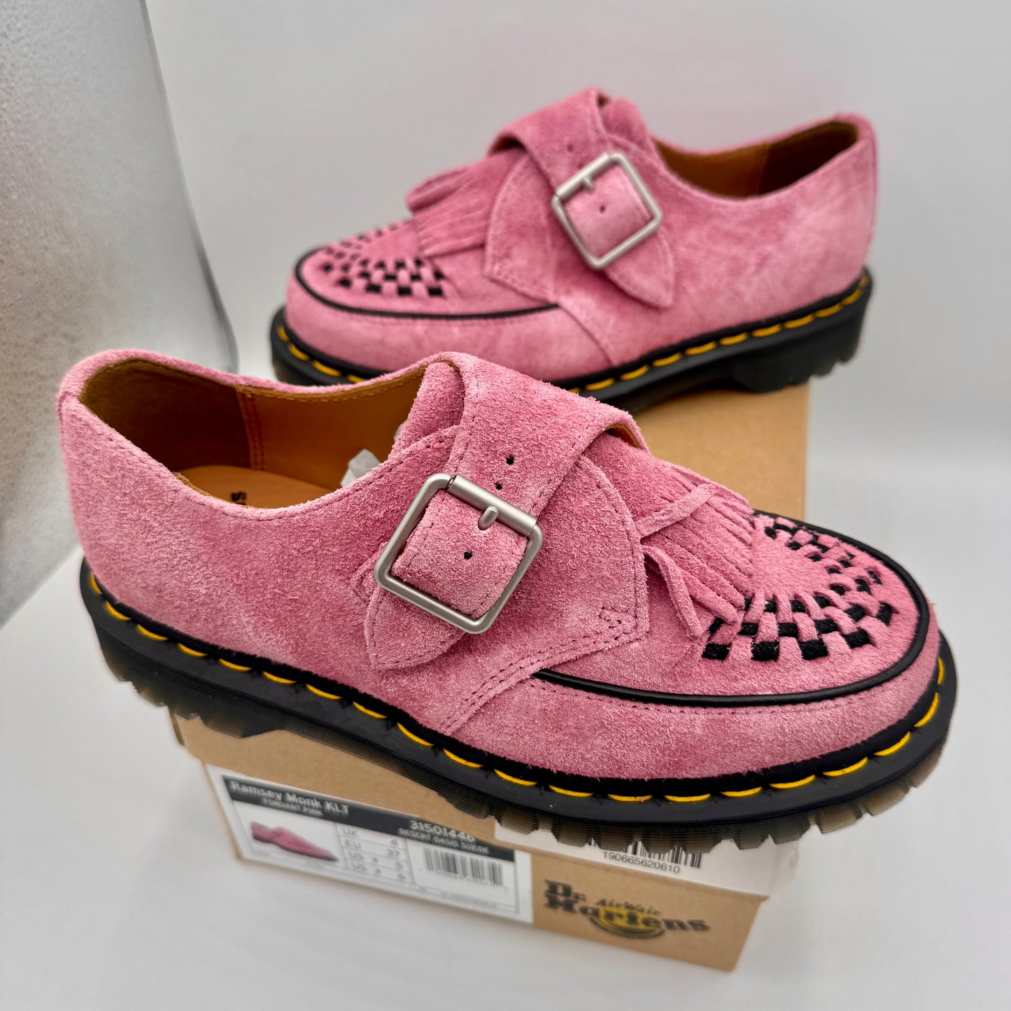 Dr. Marten Ramsey Monk KLT Creeper in Fondant Pink Suede Leather UNISEX