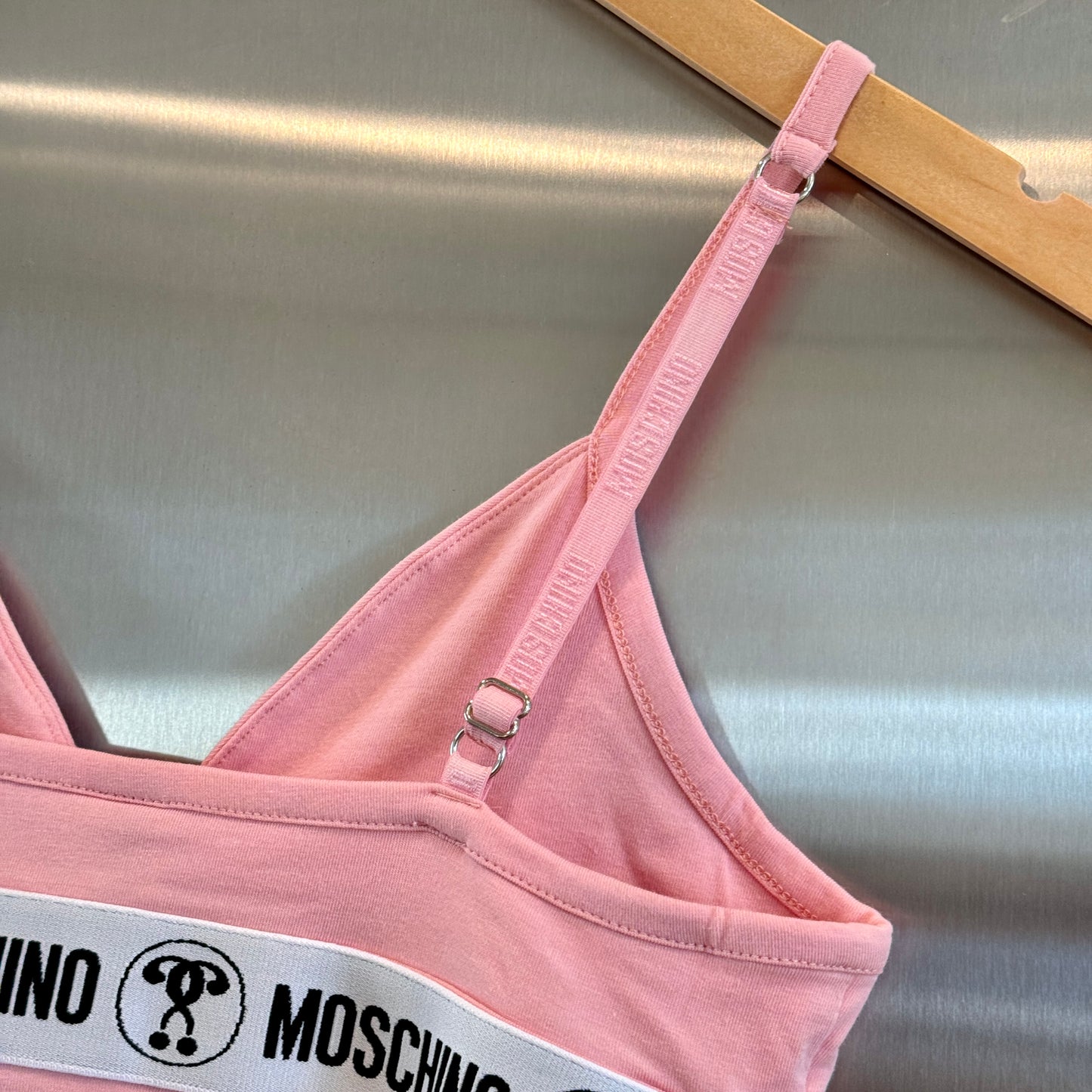 Moschino Pink Mini Slip Dress Logo Appliqués Underwear Brand New