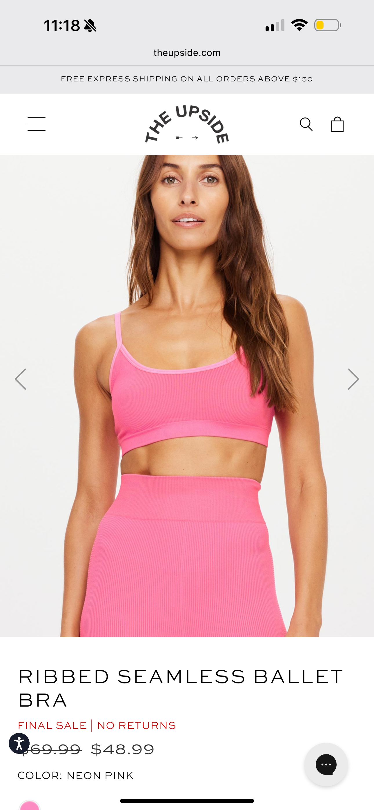 The Upside Ribbed Seamless Ballet Bra in Pink