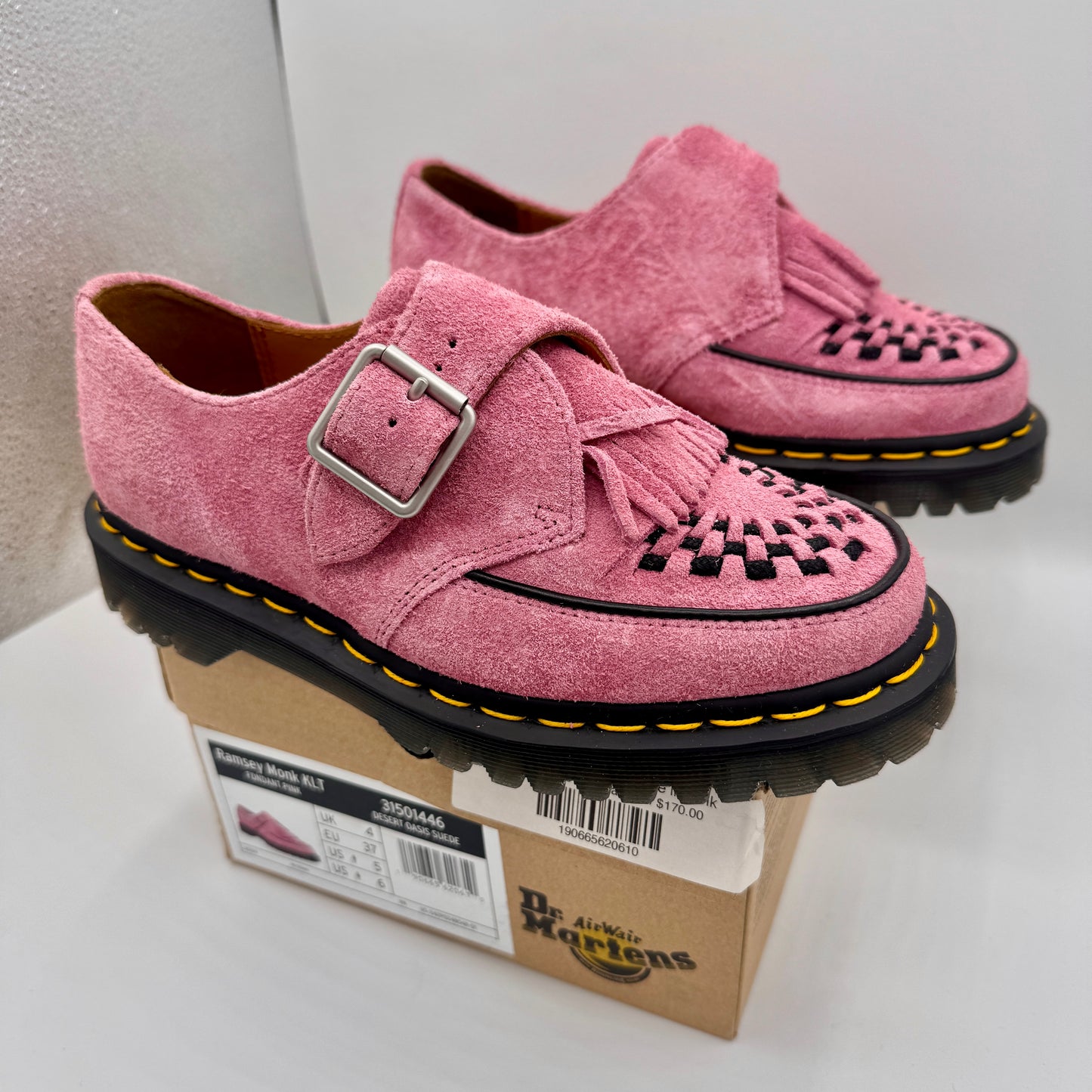 Dr. Marten Ramsey Monk KLT Creeper in Fondant Pink Suede Leather UNISEX