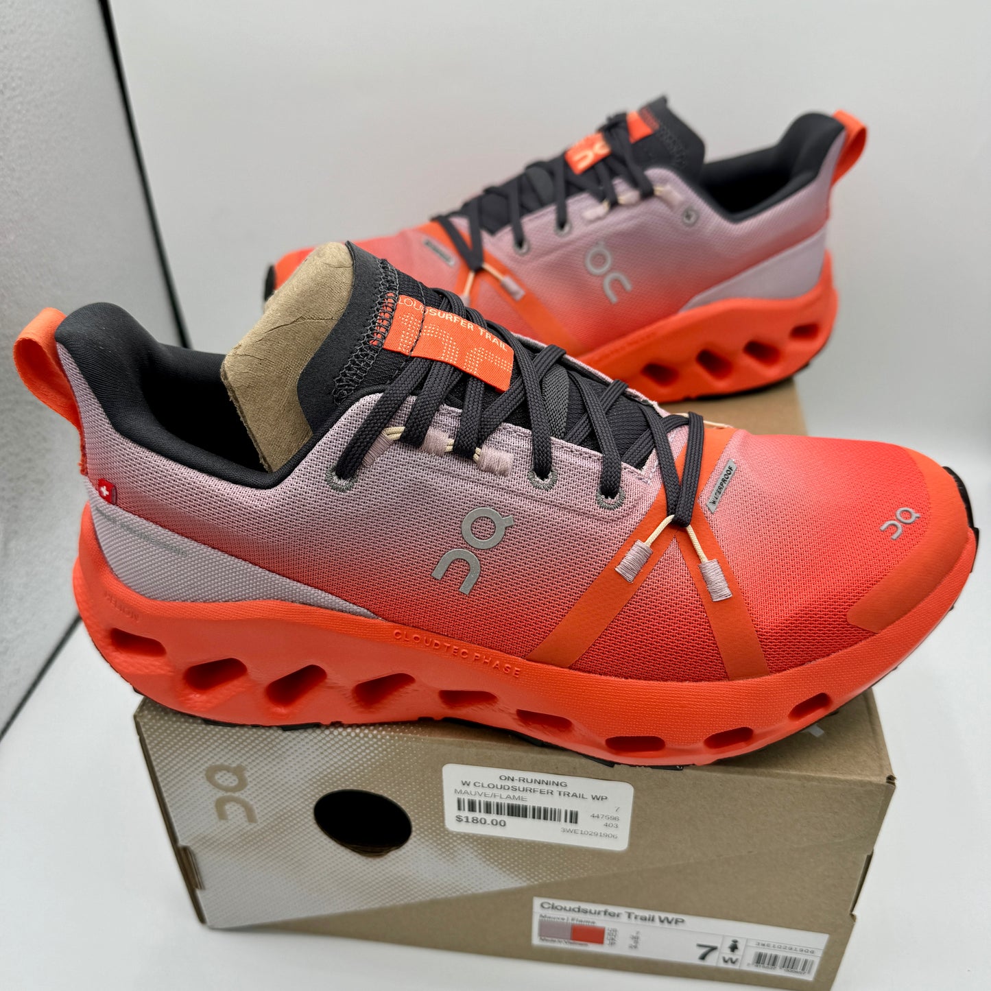 On Running Cloudsurfer Trail WP Waterproof Women’s Shoes Orange Grey Black