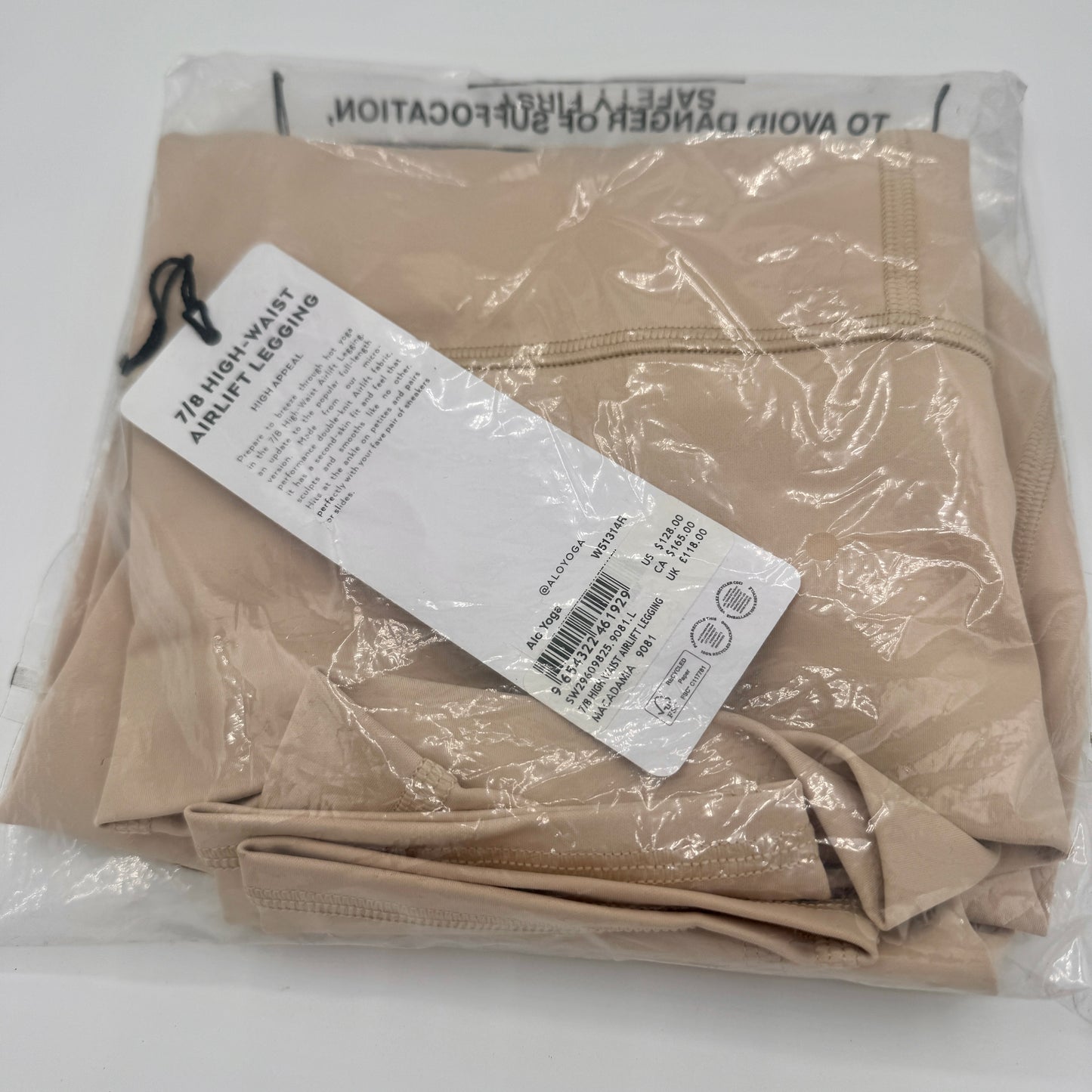 Alo 7/8 Airlift Yoga Leggings High Waist in Macadamia