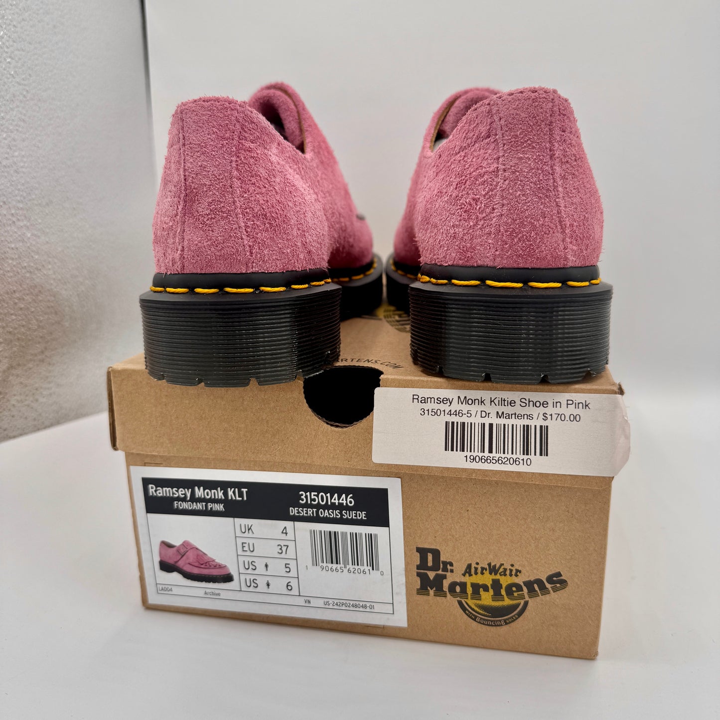 Dr. Marten Ramsey Monk KLT Creeper in Fondant Pink Suede Leather UNISEX