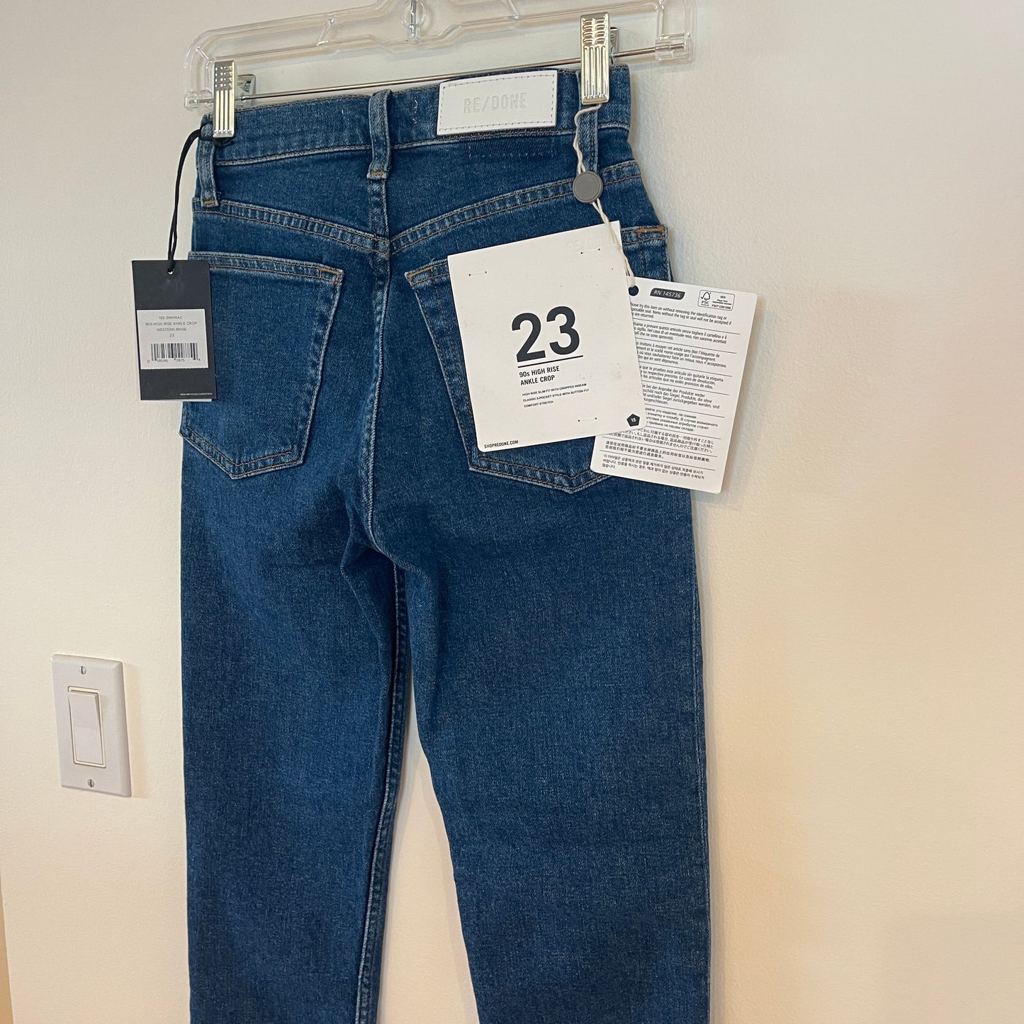 Redone 90s High Rise Ankle Crop in Western ( dark wash ) Rinse Re/Done Denim