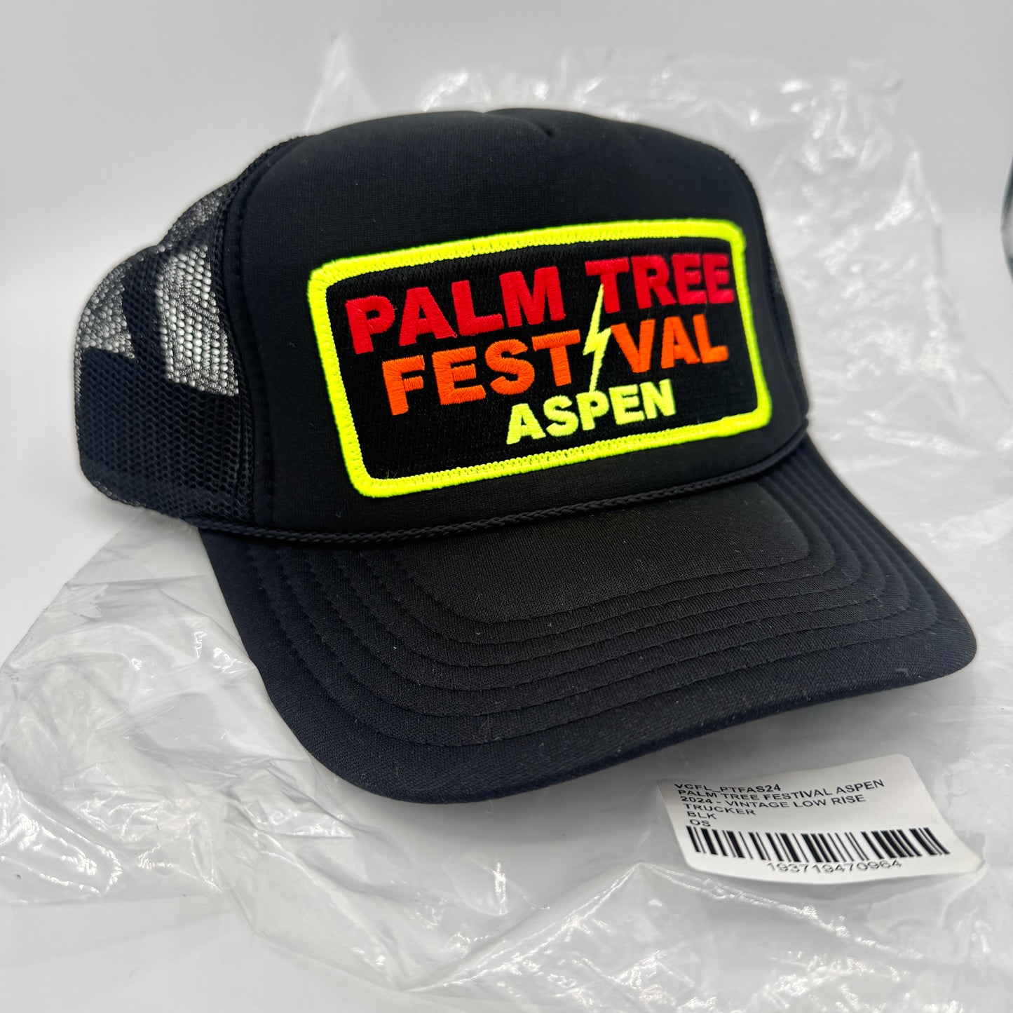 Aviator Nation Palm Tree Festival Aspen Trucker Hat in Black