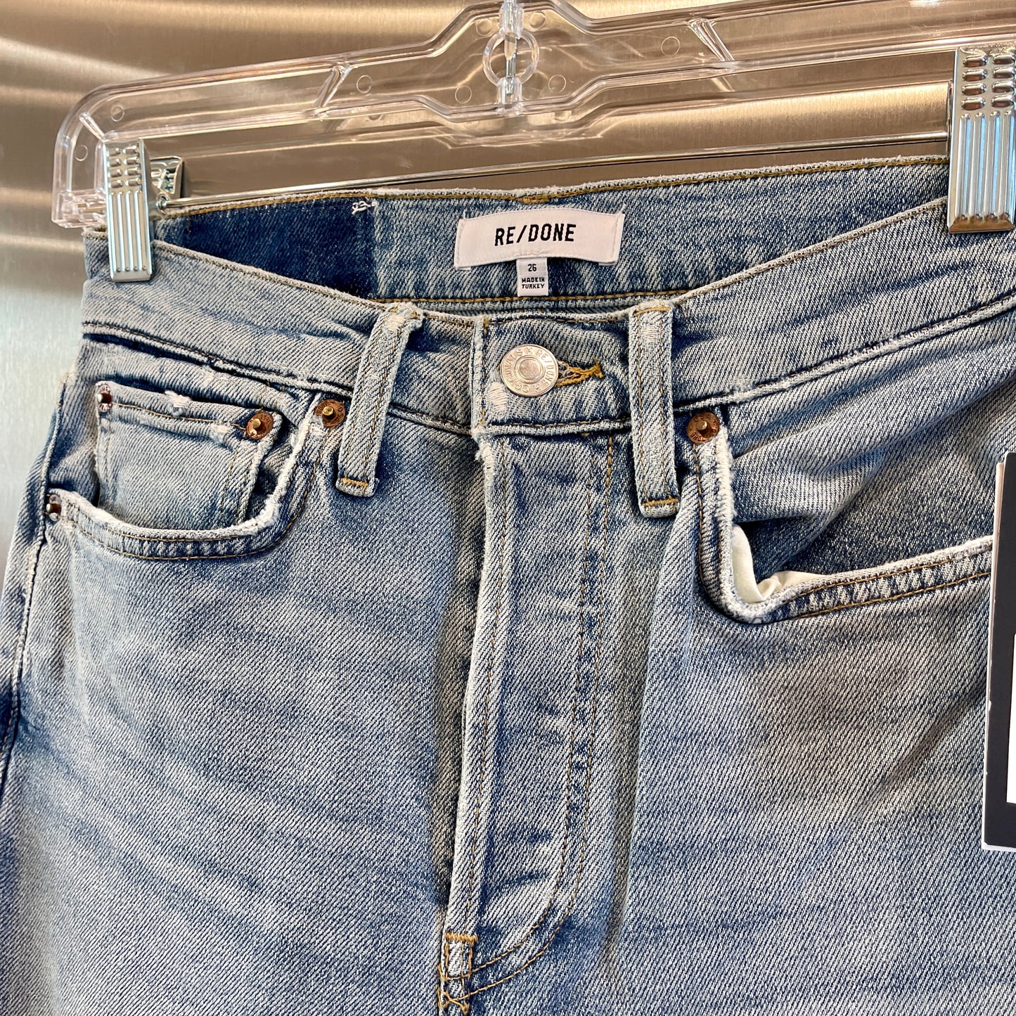 Redone 70s Stove Pipe Jeans Light Wash Ankle Cropped Re/Done Denim Jeans