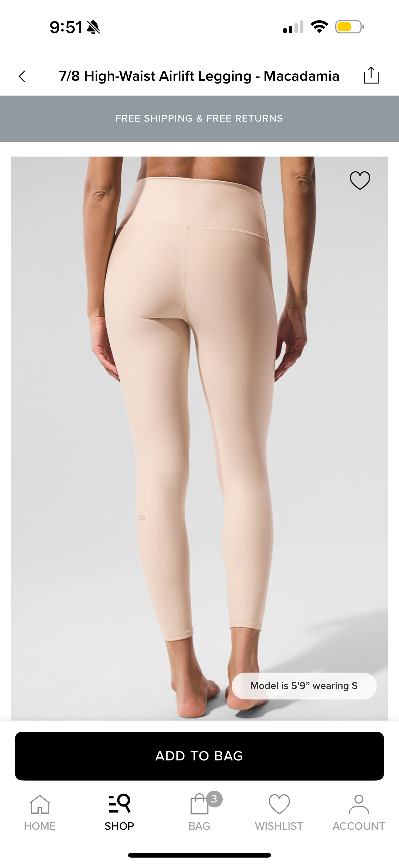 Alo 7/8 Airlift Yoga Leggings High Waist in Macadamia