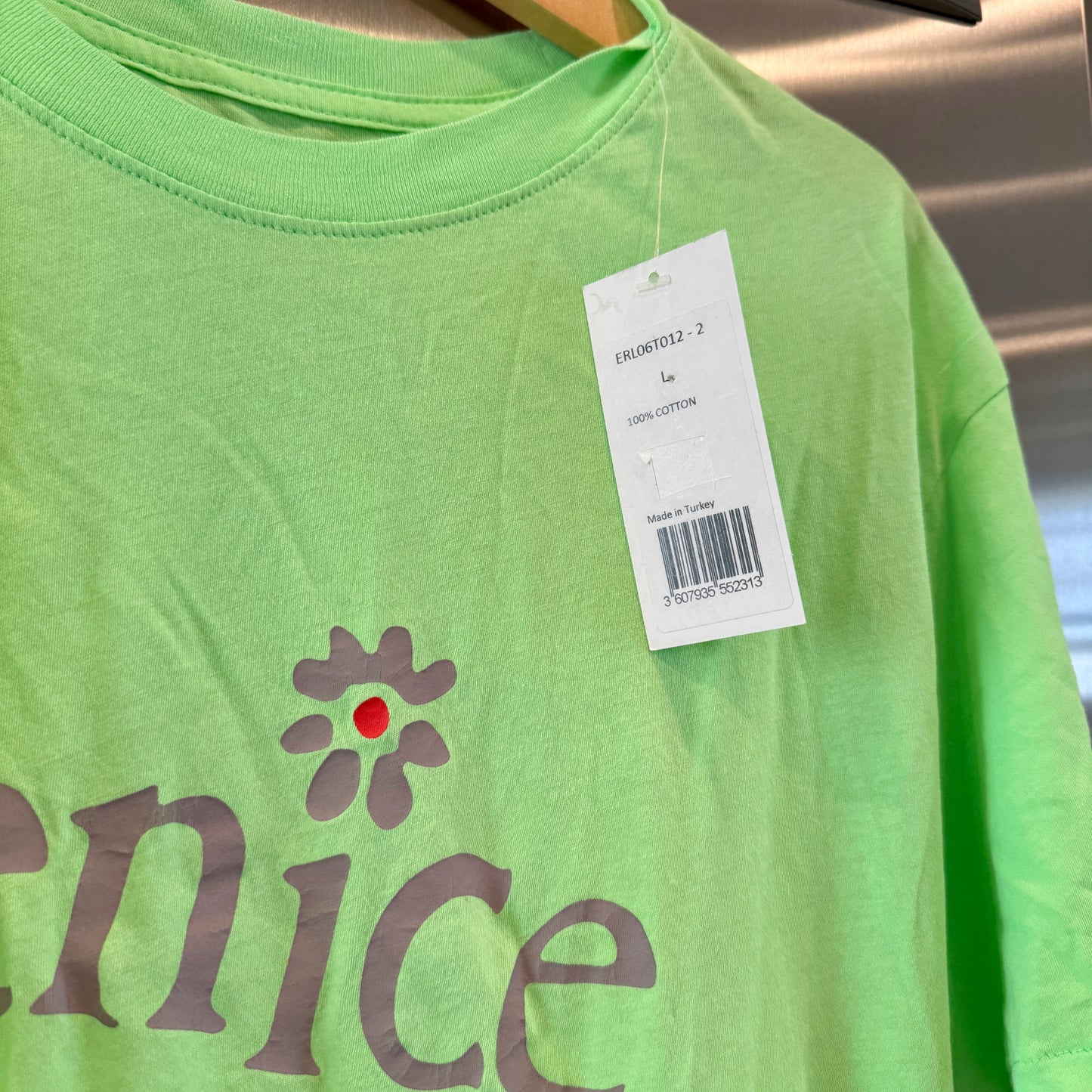 Erl Venice Green Tee Shirt Be Nice Print Unisex Signature Design Brand New