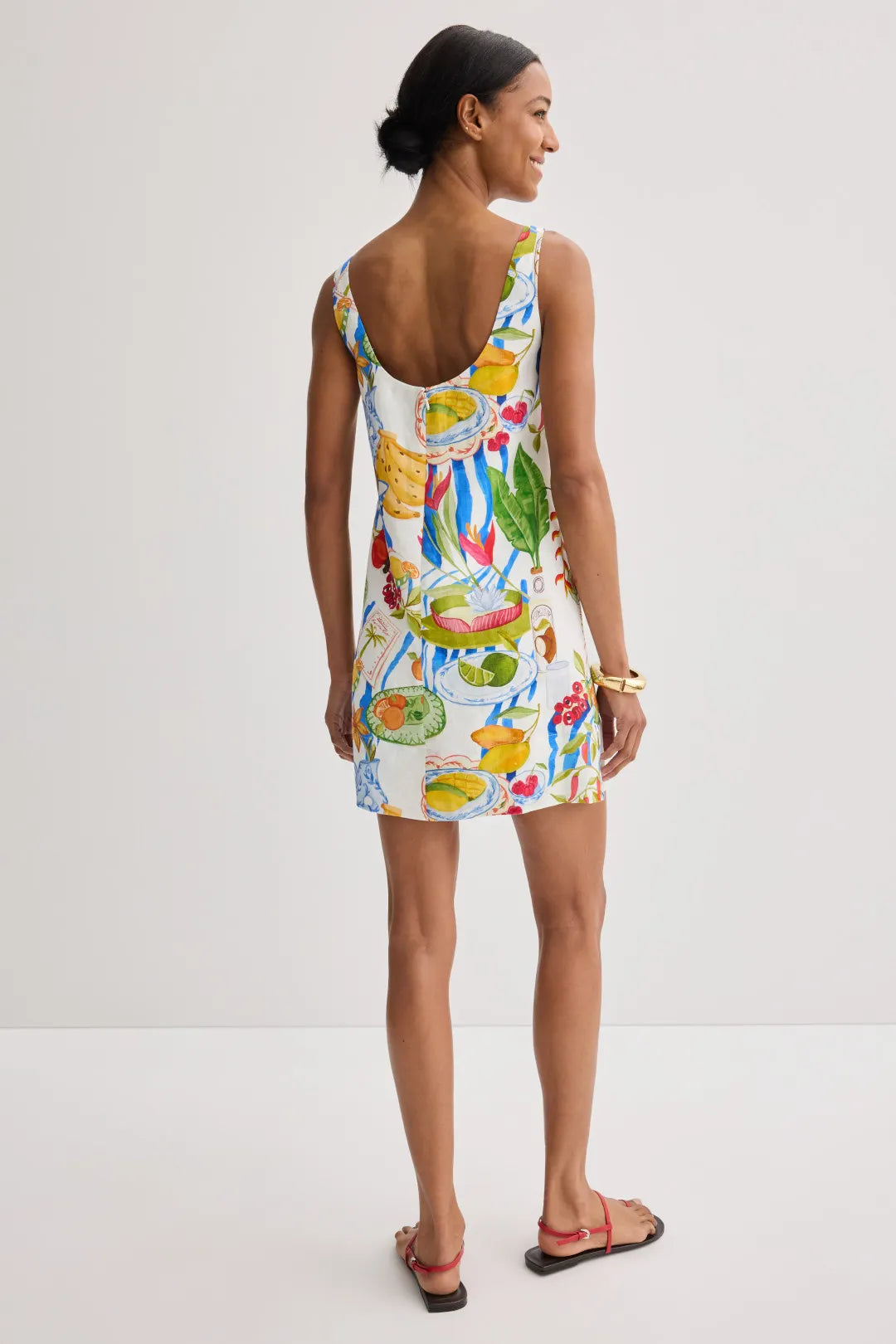 Farm Rio Linen Mini Dress in Fresh Table Multicolor