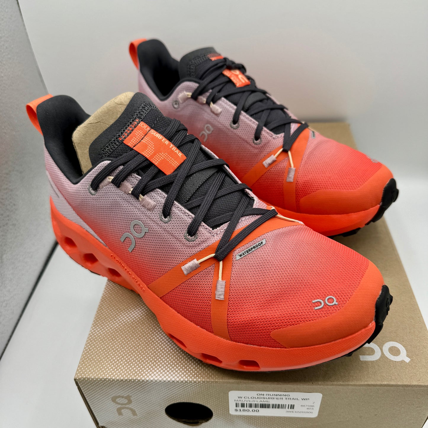 On Running Cloudsurfer Trail WP Waterproof Women’s Shoes Orange Grey Black