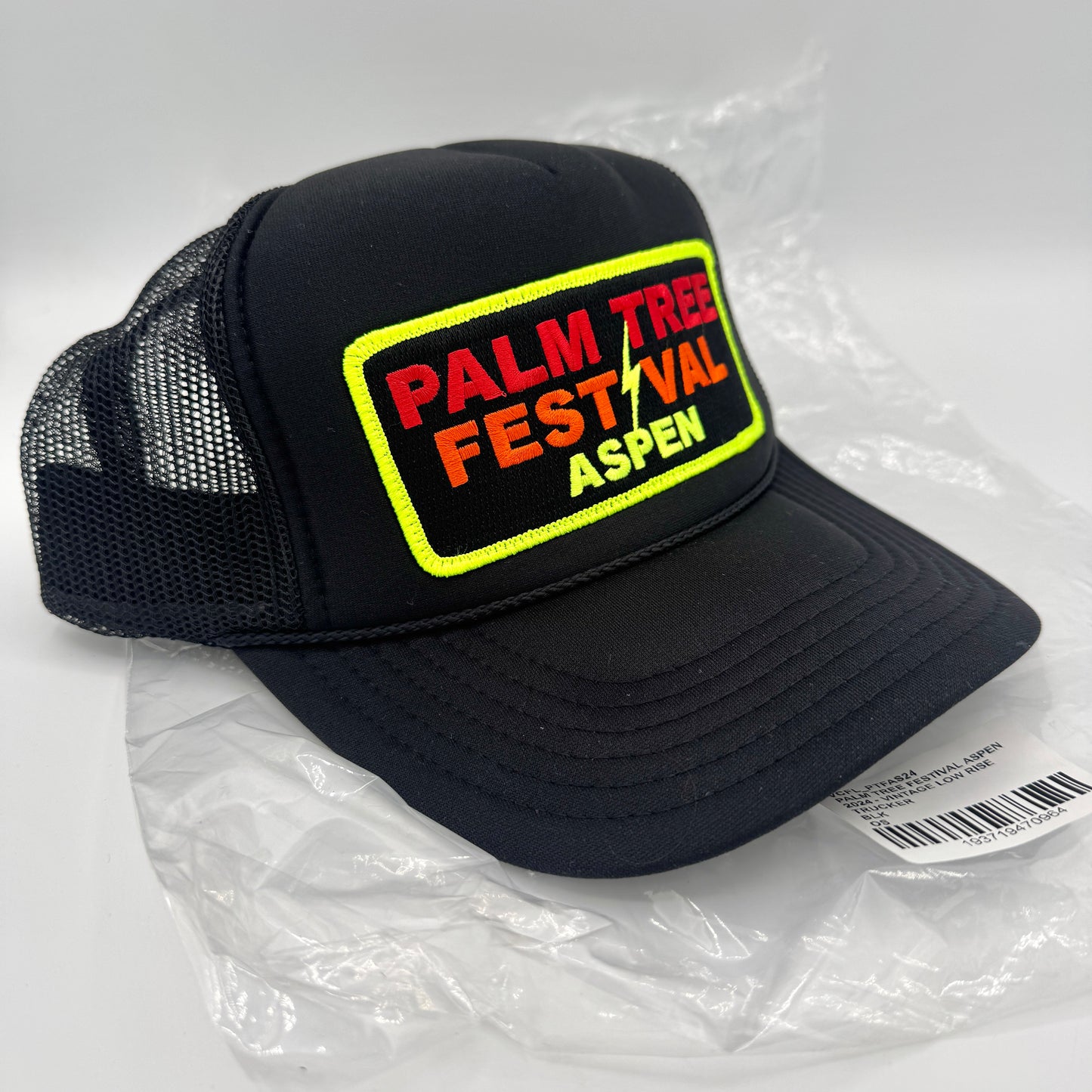 Aviator Nation Palm Tree Festival Aspen Trucker Hat in Black